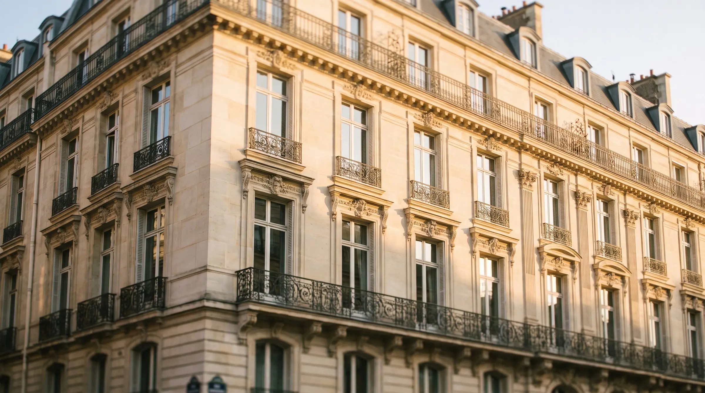 Immeuble haussmannien de caractère à l'heure dorée